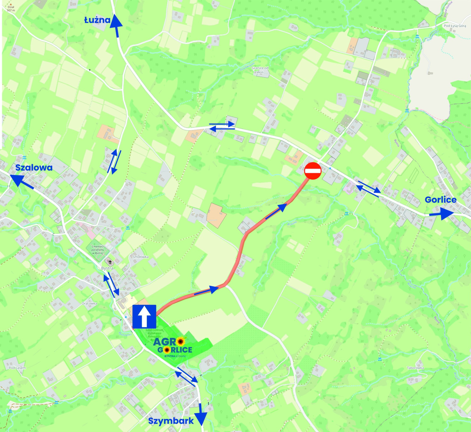 Mapka organizacji ruchu podczas AGRO GORLICE 2025