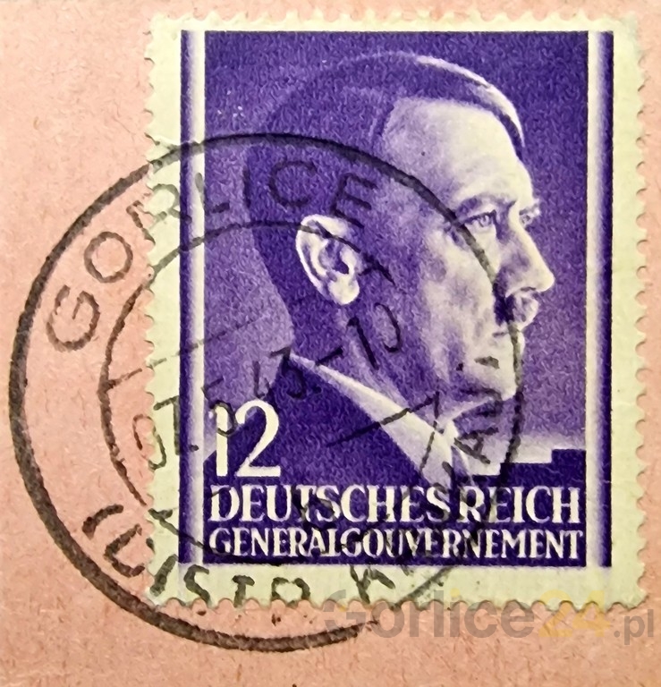 Znaczek niemiecki z pieczęcią gorlickiej poczty (Arch. Jacka Boczonia)