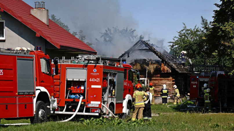 Pożar drewnianego budynku w Kobylance 